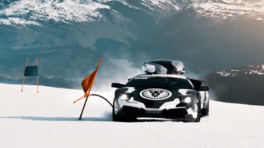 Jon Olsson drives his 640-horsepower Murcielago LP640 up a Norwegian glacier.