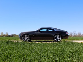 These 21-inch wheels are part of the $45,600 Wraith package that also bestows massaging seats, bespoke audio, extended leather, radar-based assistance systems and more.