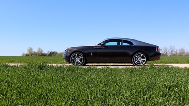 These 21-inch wheels are part of the $45,600 Wraith package that also bestows massaging seats, bespoke audio, extended leather, radar-based assistance systems and more.