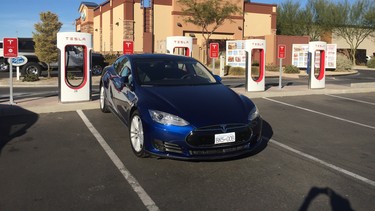 The Model S with B.C. plates plugged in a the Casa Grande supercharging station south of Phoenix.