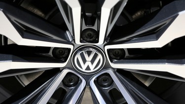 The wheel hub of a Volkswagen Tiguan R line automobile sits on display at the Volkswagen AG (VW) annual general meeting (AGM) in Hannover, Germany, on Wednesday, June 22, 2016. Matthias Mueller, chief executive officer of Volkswagen AG, sought to appease shareholder anger over the worst crisis in the carmakers history by shoring up internal controls to prevent a repeat of the diesel-emissions scandal.