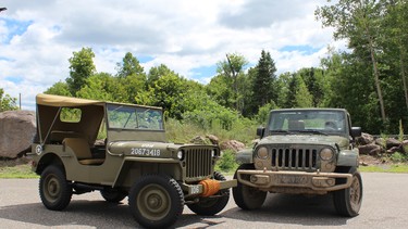 1944 Willys MB Jeep and 2016 Jeep Wrangler Unlimited 75th Anniversary Edition.