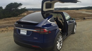 Clever design allows the falcon-wing doors to open even when parked quite close to another car. And if an impediment is in the way, like a tree branch of low ceiling, sensors will stop the door opening.