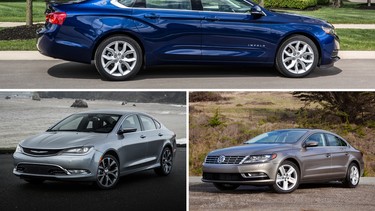 Want stylish and sound family transportation? The Chevy Impala, Chrysler 200 and Volkswagen CC won't let you down.