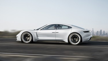 Porsche's Mission E concept, named "Taycan" in production form.