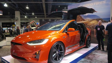 There were even a few customized Tesla models, including this Model X in Toyo Tires' booth