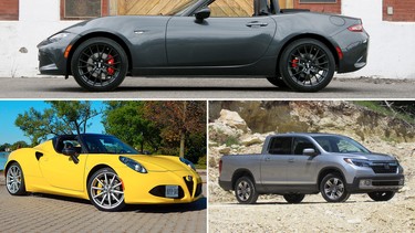 What do the Mazda MX-5 Miata, the Alfa Romeo 4C Spider and the Honda Ridgeline have in common?