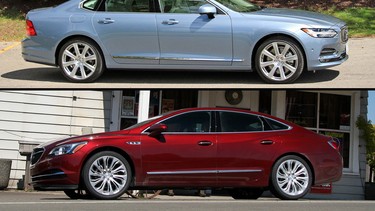 Top, Volvo S90; bottom, Buick Lacrosse.