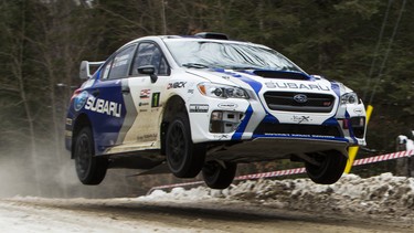 The #1 Subaru Canada WRX STi of Antoine L'Estage and Darren Garrod.
