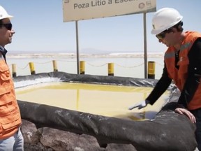A scene from Mining Lithium for your Batteries, a short documentary on lithium mining in Chile by Ashlee Vance of Bloomberg.