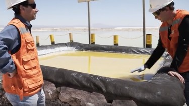 A scene from Mining Lithium for your Batteries, a short documentary on lithium mining in Chile by Ashlee Vance of Bloomberg.