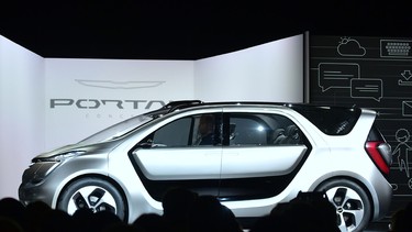 The unveiled Fiat Chrysler Portal Concept car during the Fiat Chrysler press conference at the 2017 Consumer Electronics Show (CES2017) in Las Vegas, Nevada.