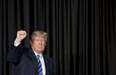 US President Donald Trump leaves after speaking at the Major Cities Chiefs Association and Major County Sheriff's Association Winter Meeting in Washington, DC, February 8, 2017.