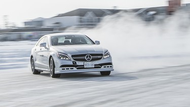 Sliding an AMG CLS 63S at the AMG Winter Sporting Driving Academy in Gimli, Manitoba.