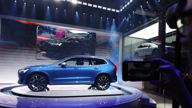 The 2018 Volvo XC60 stands on display on the first day of the 87th Geneva International Motor Show in Geneva, Switzerland, on Tuesday, March 7, 2017.