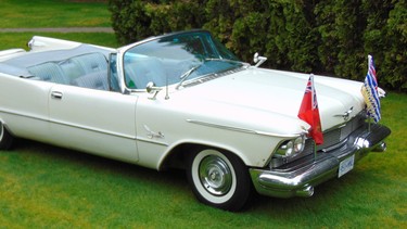 The magnificent 1958 Imperial Crown convertible dedicated to the BC Centennial Royal Tour that carried Princess Margaret through the province 59 years ago.