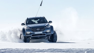 The deep snow of Antarctica made the balloon tyres on the modified Hyundai Santa Fe critical.