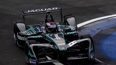 Adam Carroll of Great Britain driving the No. 47 Panasonic Jaguar Racing Jaguar I-TYPE car during the Mexico City ePrix, fourth round of the 2016/17 FIA Formula E Series on April 1, 2017 in Mexico City, Mexico.