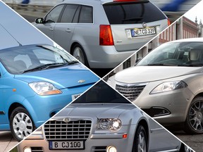 Clockwise from left: Chevrolet Matiz, Cadillac BRS, Chrysler Ypsilon, Chrysler 300C Touring