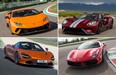 Clockwise, from top left: the 2018 Lamborghini Huracan Performante, the 2017 Ford GT, the 2016 Ferrari 488, the 2018 McLaren 720S