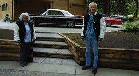 Lorraine and Gord Uggla with their rare pair of 1962 Ford Galaxie Sunliner convertibles.