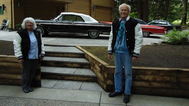 Lorraine and Gord Uggla with their rare pair of 1962 Ford Galaxie Sunliner convertibles.