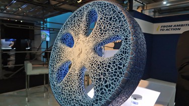 The Michelin Vision concept tire uses 3-D printing to create a honeycomb texture, with the tread printed onto the edge.