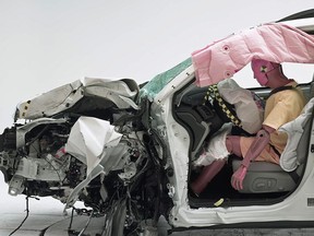 The result of an IIHS crash test of a Subaru Forester.