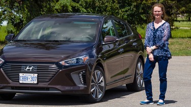 Gillian Maccartney with the 2017 Hyundai Ioniq she test drove in Calgary recently.