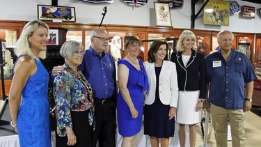 From right to left: Jim Sandora of the Buffalo Transportation Museum, former Ford of Canada CEO Dianne Craig, New York State Lieutenant Governor Kathy Hochul, Joann Villeneuve and representatives of other inductees into the Women’s Transportation Hall of Fame.