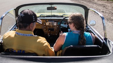 William Taylor puts his young charge through her paces in his 1966 Lotus Elan during a recent Hagerty's Driving Experience day.