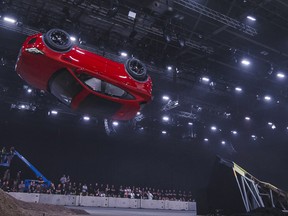 Jaguar and stunt driver Terry Grant set a new Guinness World Record for longest barrel roll at the global launch of the new Jaguar E-PACE at ExCel London.