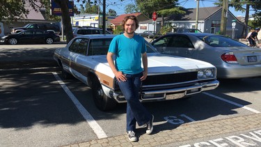 Kyle Hanger with his 1974 Plymouth Fury III he purchased from the Fargo TV production studio.