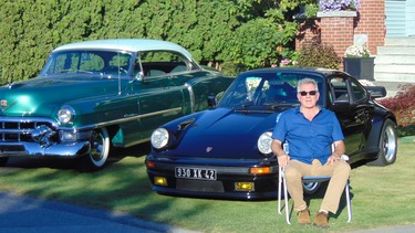 Crescent Beach Concours d’Elegance chairman Brad Pelling with the cars he will display at his home across the street from where the event is held.