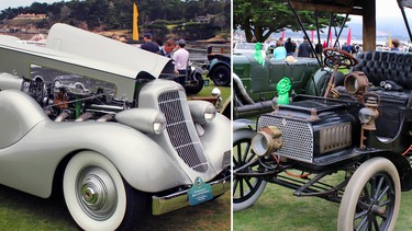 A 1935 Duesenberg SJ Town Car and a 1904 Rambler at the 2017 Pebble Beach Concours d'Elegance.