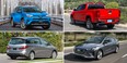 Clockwise, the 2017 Toyota RAV4 Hybrid, the Chevrolet Colorado diesel, the Hyundai Ioniq hybrid, and the Mazda5.