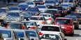 Traffic congestion on Burrard st North of Nelson during ther afternoon rush hour in Vancouver.