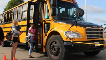 First Rider Program invites parents and new students to take a ride on a school bus and learn more about bus safety, at Fieldcrest Elementary School in Bradford, Ont. on Thursday August 24, 2017.