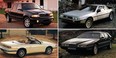 Clockwise, from top left: Lincoln Blackwood, Delorean DMC-12, Aston Martin Lagonda, Chrysler TC by Maserati