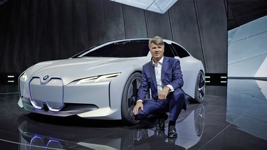 BMW board chairman Harald Krüger in front of the iVision Dynamics at the 2017 Frankfurt Motor Show.