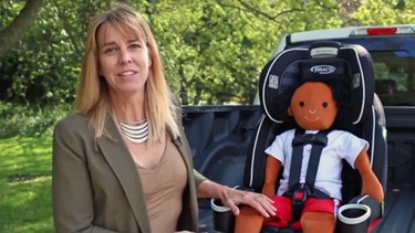 Lorraine Sommerfeld and 'friend' explain how to properly install a child's seat in a car.
