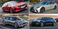 Clockwise, from top: the 2018 Kia Stinger, the 2018 Lexus LS 500, the 2018 Tesla Model 3 and the 2018 Jaguar I-Pace