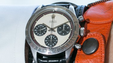 This handout photo obtained October 27, 2017 courtesy of Phillips Auction shows actor Paul Newmans legendary Rolex Paul Newman Daytona. A constant beloved companion of Paul Newman for years, the late Hollywood star's Rolex has sold for $17.8 million, setting a world auction record for a wristwatch, Phillips said on October 27, 2017.
