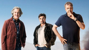 James May, Richard Hammond and Jeremy Clarkson from The Grand Tour.