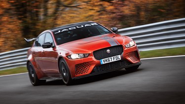 The prototype Jaguar XE SV Project 8 laps Nürburgring Nordschleife during its record-setting time for a sedan of production-intent specification.