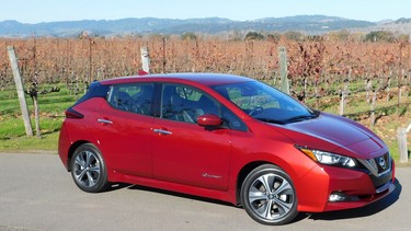 The 2018 Nissan Leaf at Cakebread Cellars winery in Rutherford, California. Note: no lichens were harmed in the filming of this story.