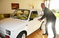 Tom Hanks receiving his Fiat 126p