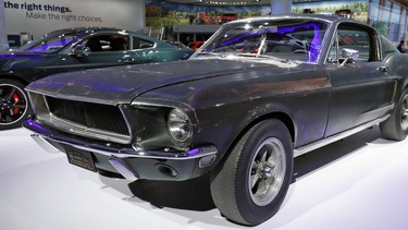The original 1968 Ford Mustang Bullitt movie car is shown on display at the Ford exhibit at the 2018 North American International Auto Show January 15, 2018 in Detroit, Michigan.