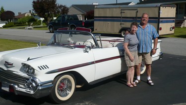 Alyn's car trailer ready to haul 1958 Chevy Impala purchased from owner Hilmar Hahn.