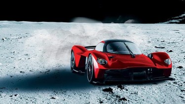 Aston Martin Valkyried illustrated on the moon